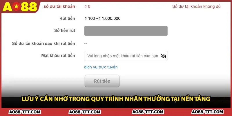 Lưu ý cần nhớ trong quy trình nhận thưởng tại nền tảng